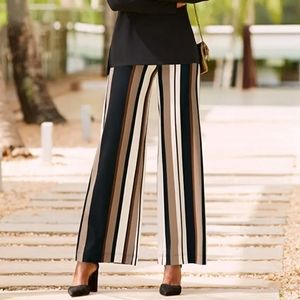 COPY - Boston Proper Beyond Travel NEO StripePalazzo Pant Black Brown White, S.…